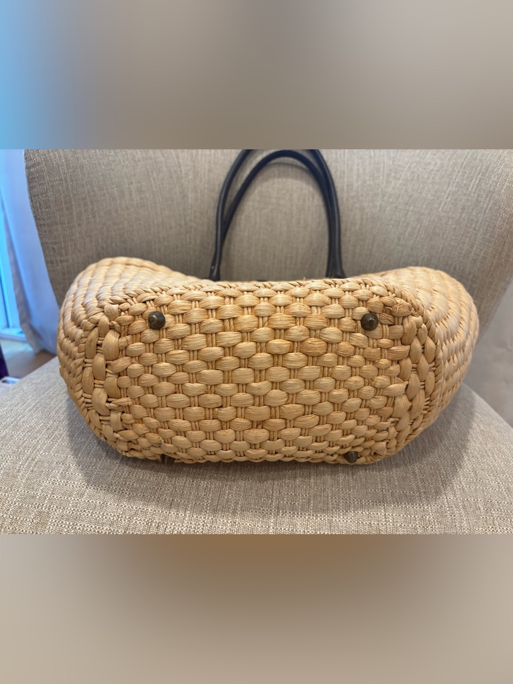 NWT J.Crew Lobster Preppy New England Chic Straw Tote Beach Bag Leather Straps - Picture 3 of 10